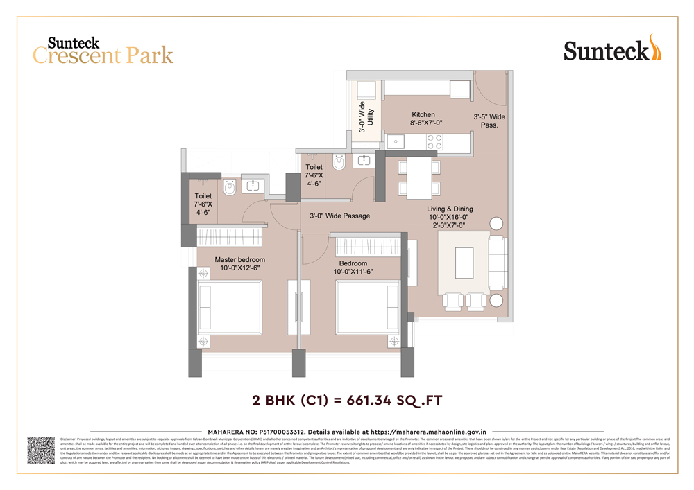 1st & 2nd Avenue 2BHK Unit Plan