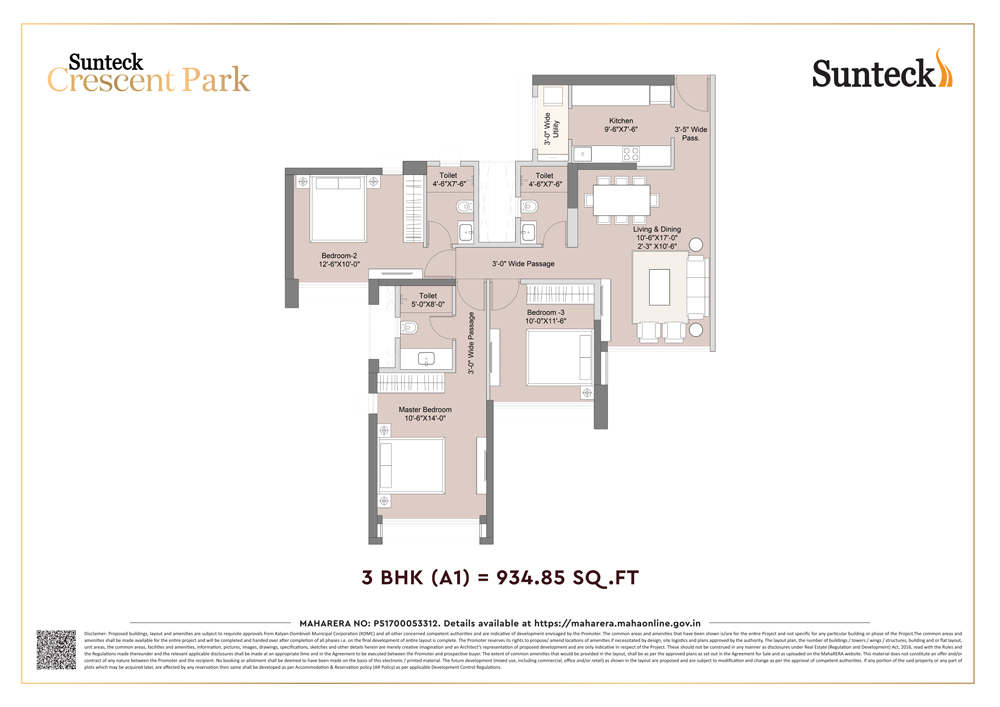 1st & 2nd Avenue 2BHK Unit Plan
