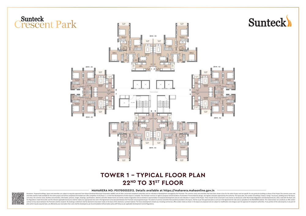 1st & 2nd Avenue 2BHK Unit Plan