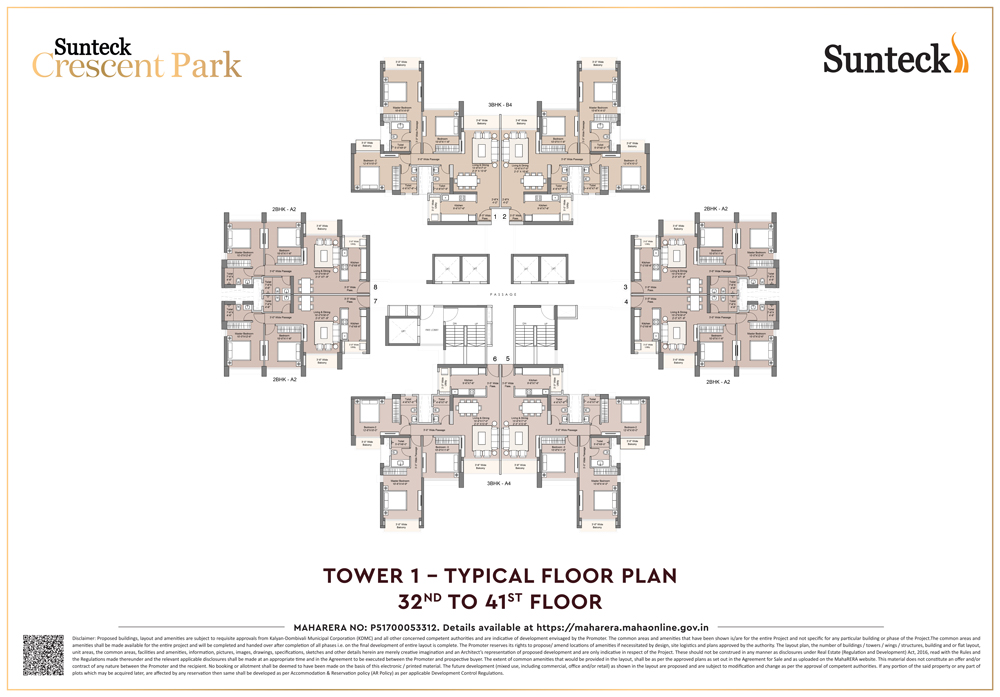 1st & 2nd Avenue 2BHK Unit Plan