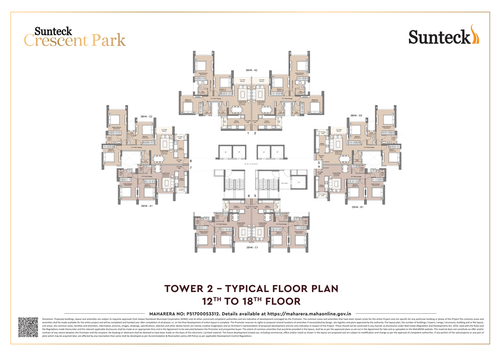 1st & 2nd Avenue 2BHK Unit Plan