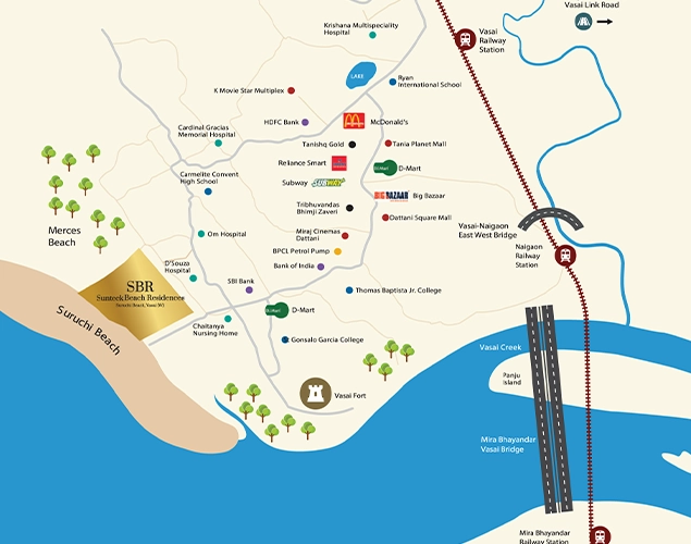 Sunteck Beach Residences Location - Prime Location for Sea Facing Flats in Vasai West, Mumbai