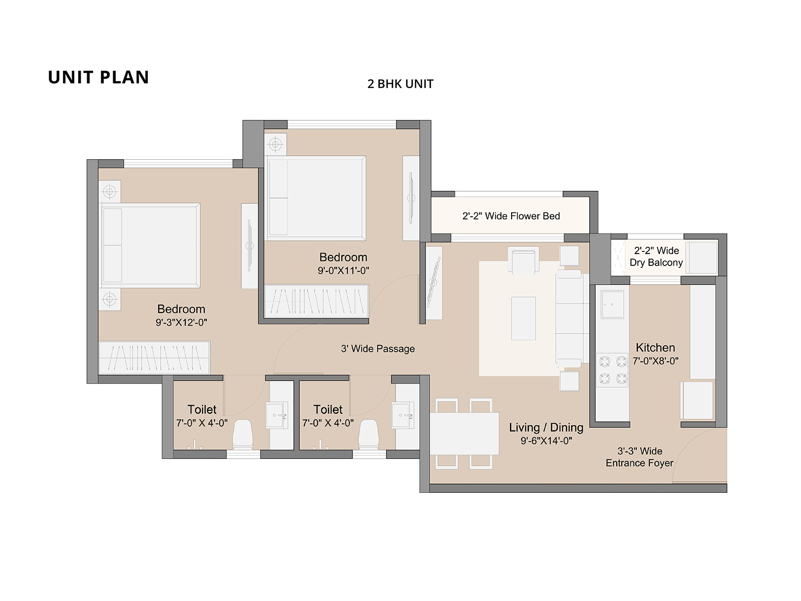 Sunteck Maxx World 1 BHK Unit Plan