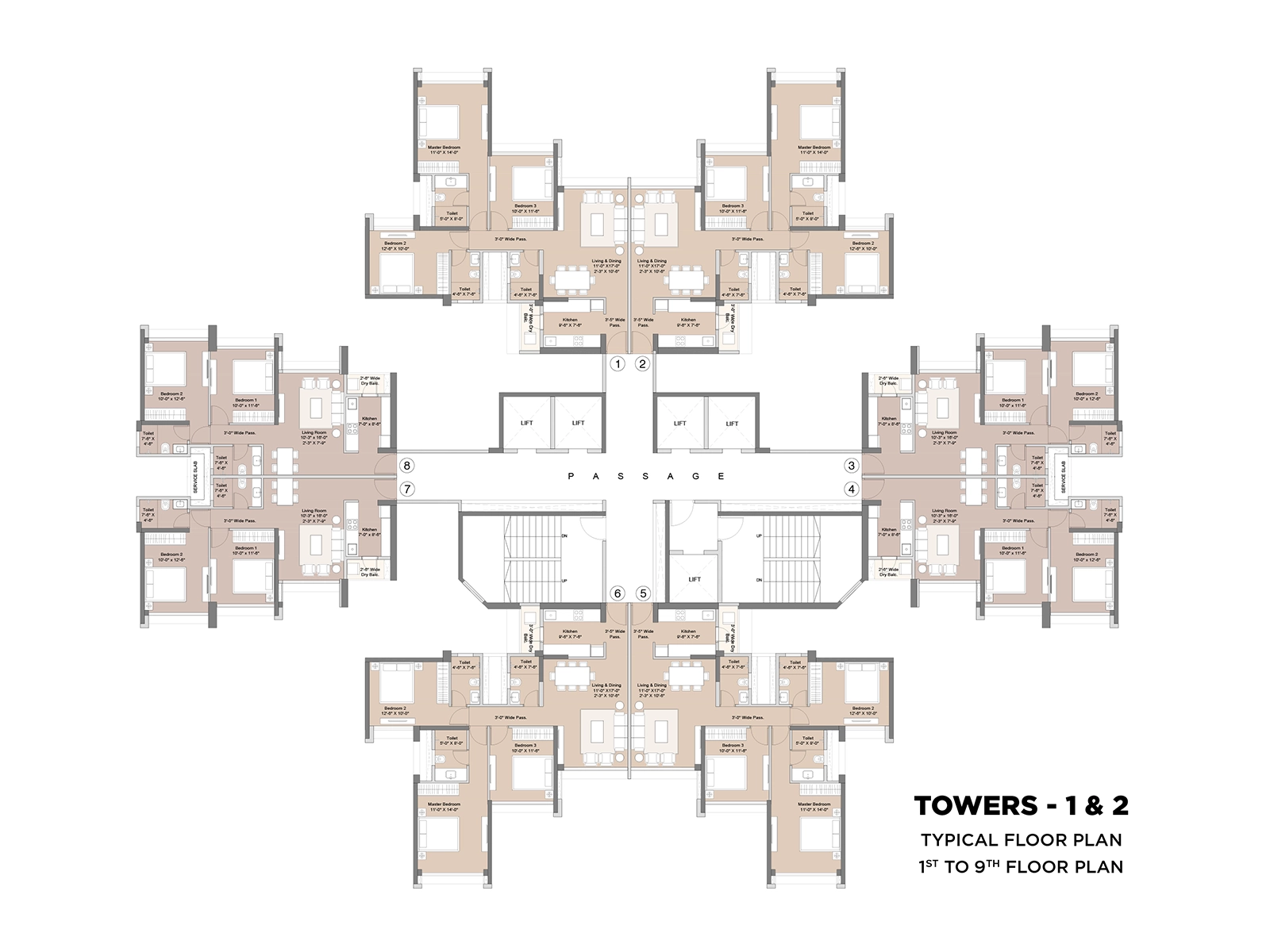 1st to 9th floor Plan