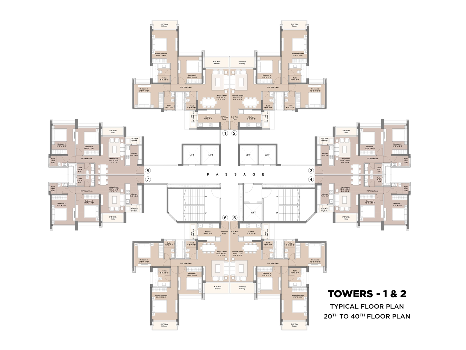 20th to 40th Floor Plan