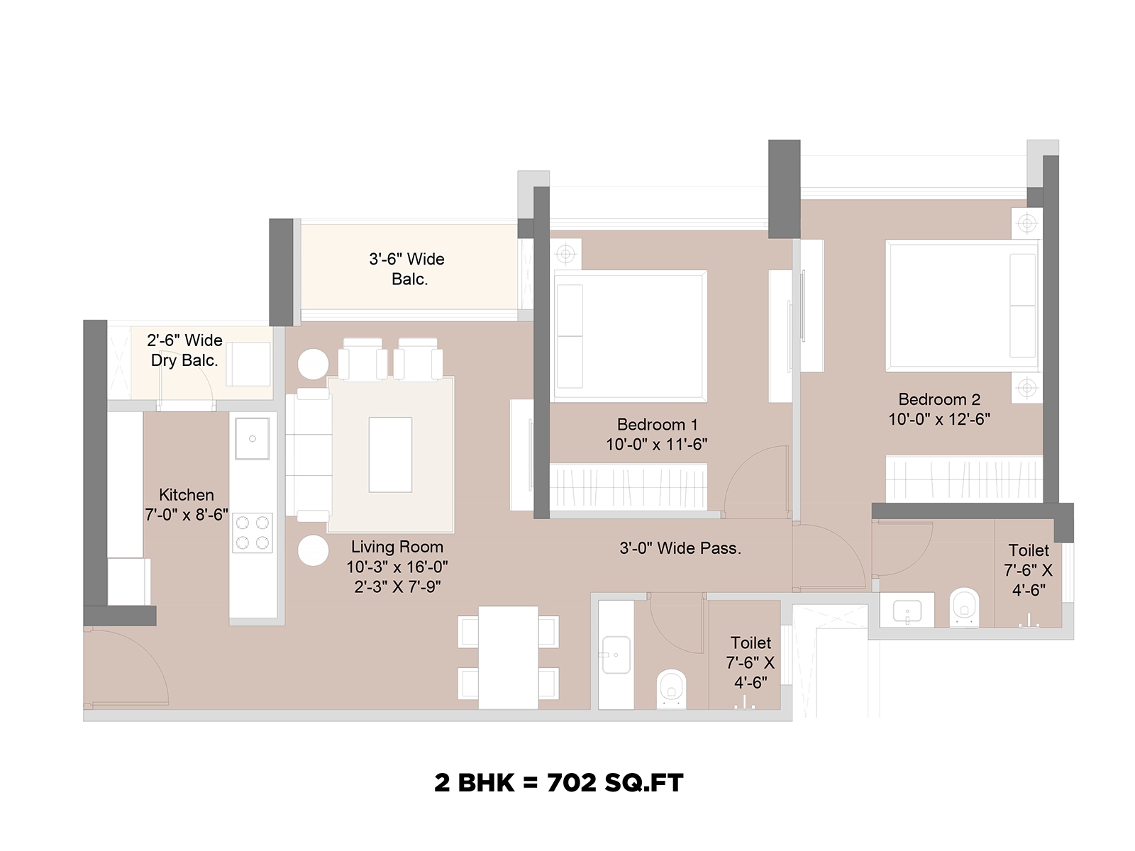 2BHK Unit Plan