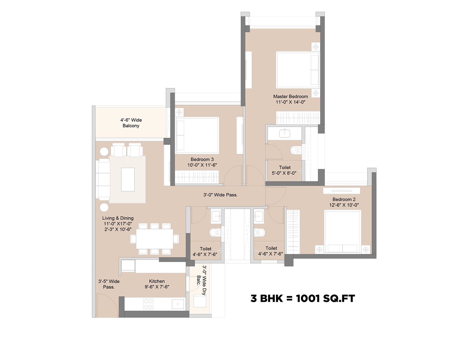 3BHK Unit Plan