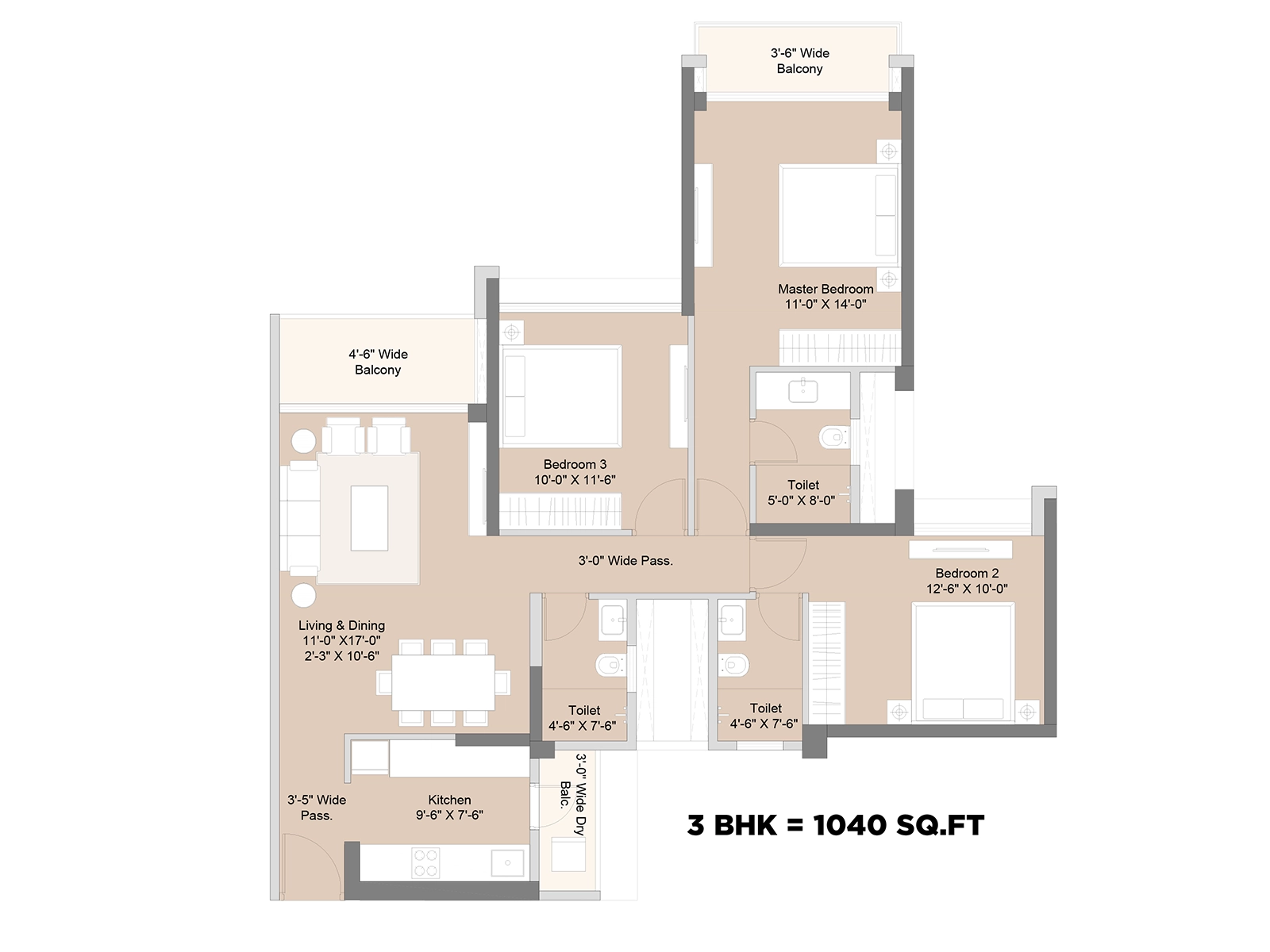 3BHK Unit Plan
