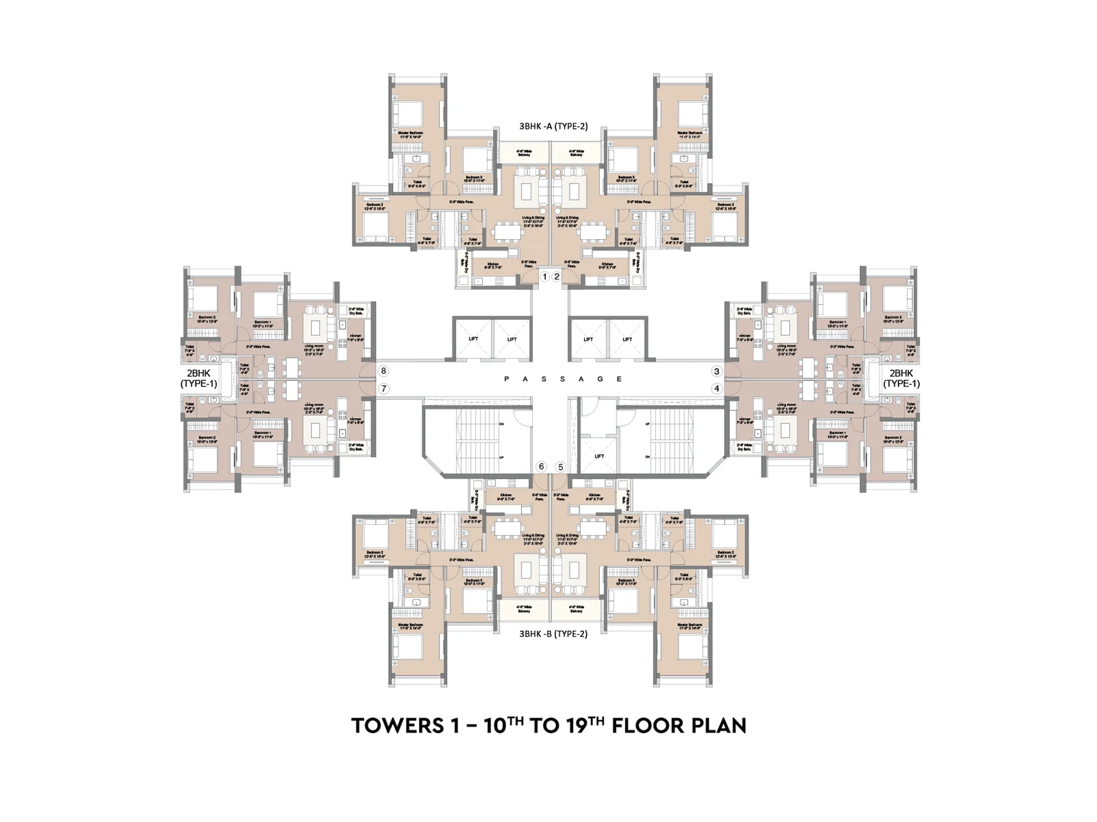 10th to 19th floor Plan