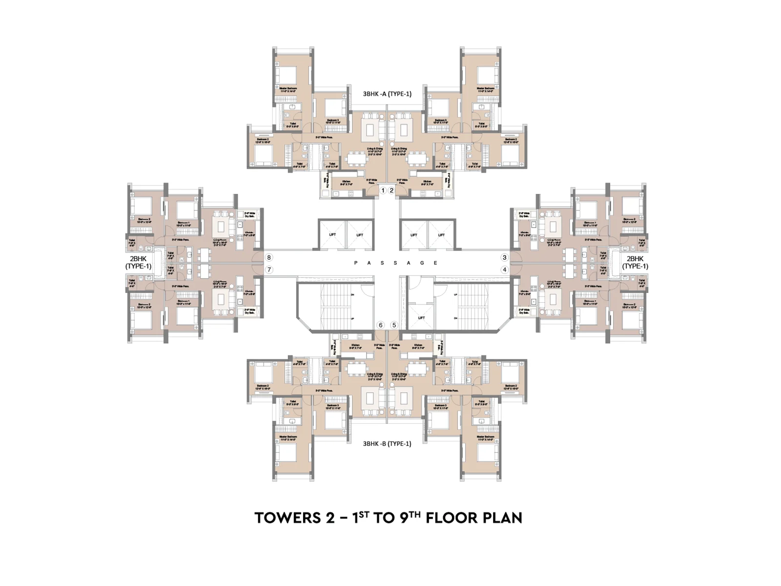 1st to 9th floor Plan