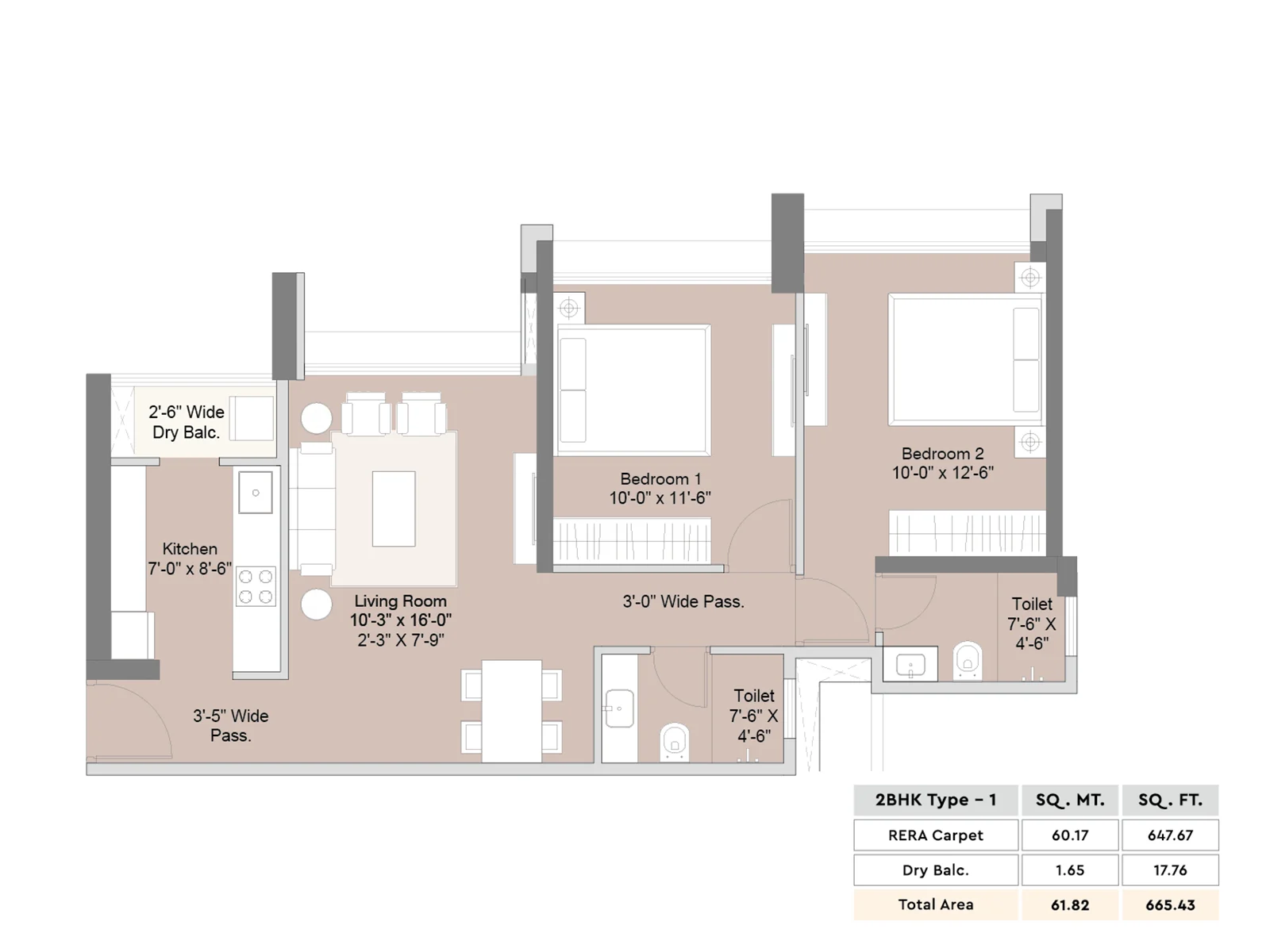 2BHK Type 1