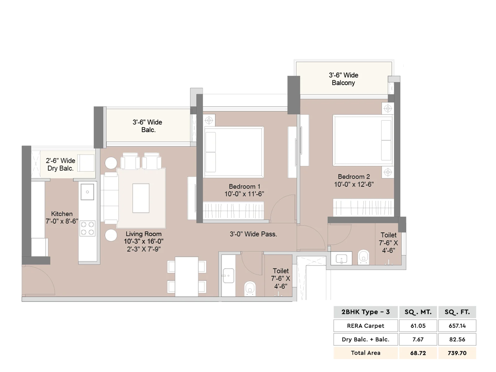 2BHK Type 3
