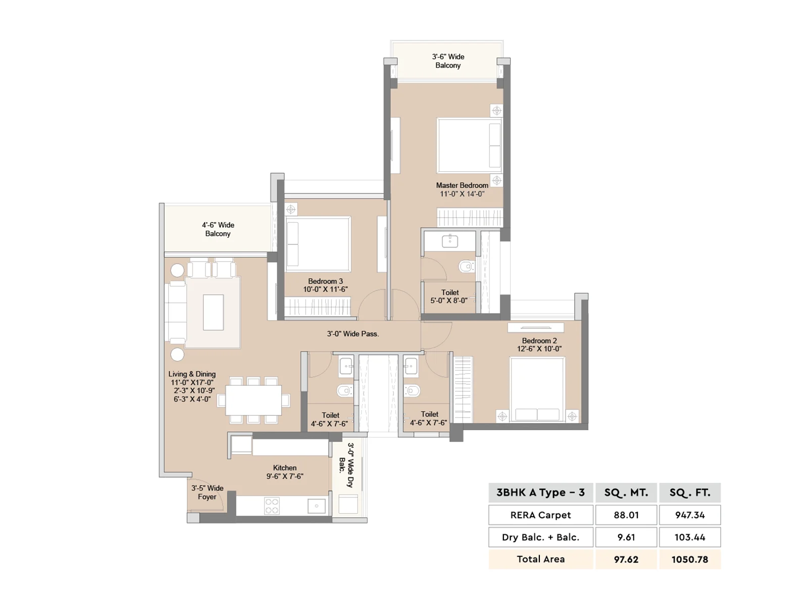 3BHK A Type 3