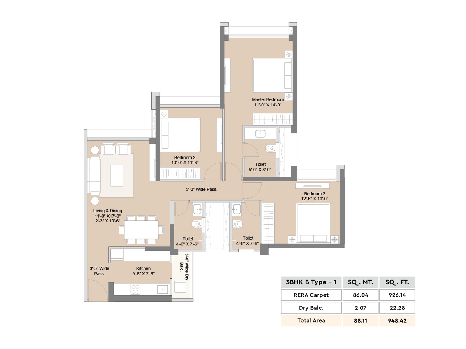 3BHK B Type 1