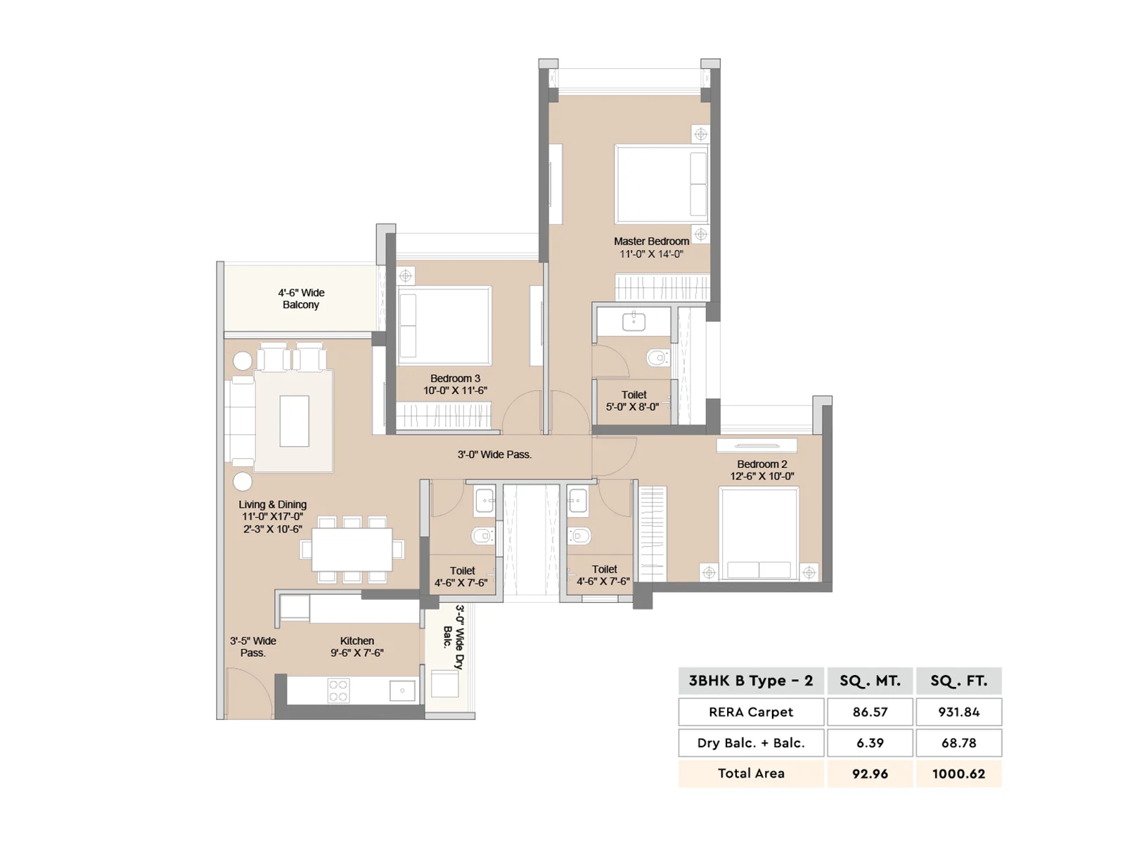 3BHK B Type 2