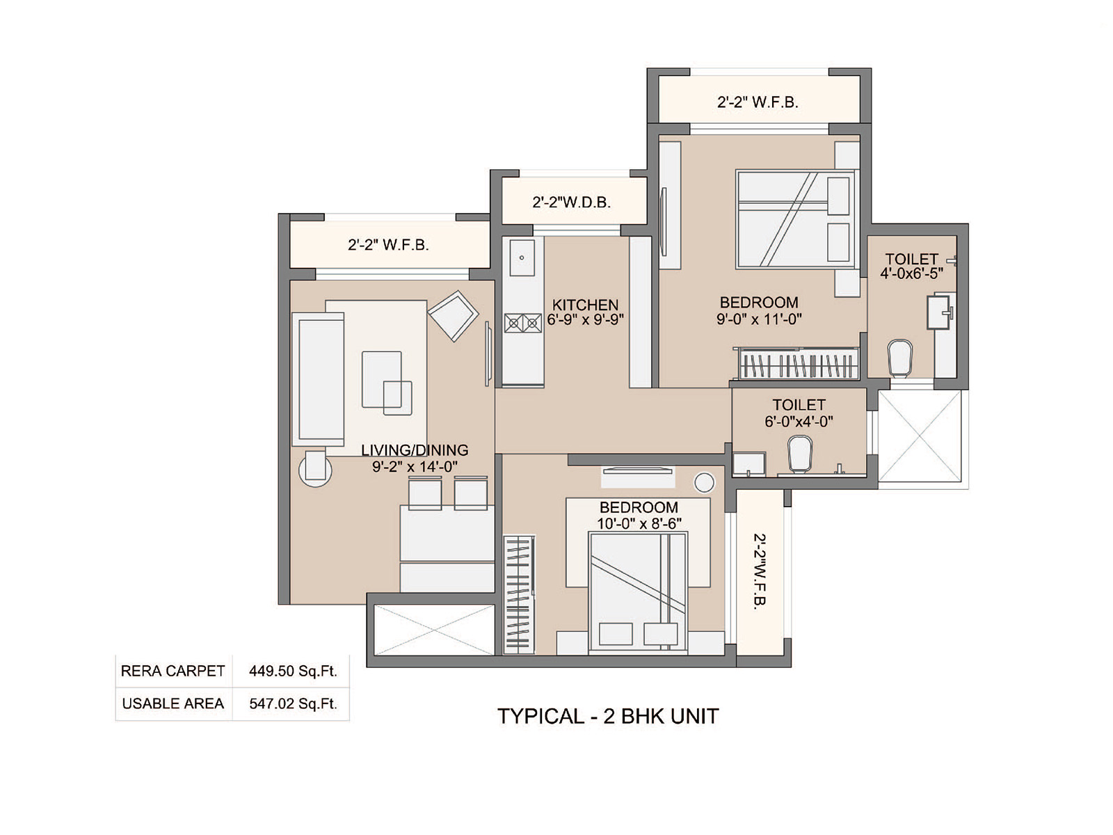 Sunteck West World Typical 2 BHK